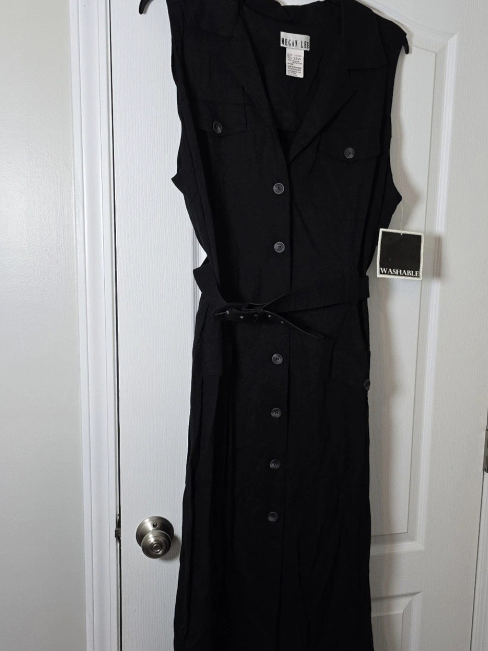 Megan Lee brand women's dress Belted Black Sz 22w Sleevless